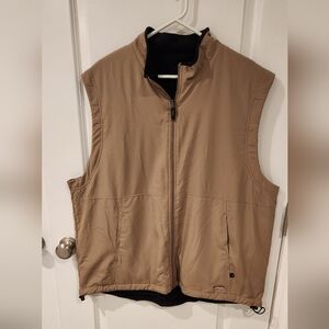 Grand Slam Total Tech Mens Reversable Golf Vest Size XXL Kahki and Black Fleece